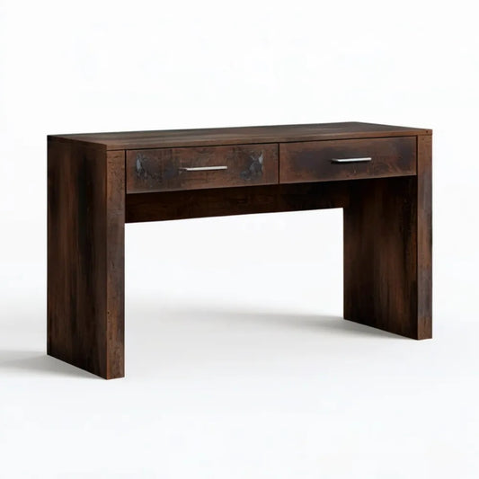 Tradycyjne biurko z płyty MDF, ciemnobrązowe, 120 x 60 x 75 cm, 2 szuflady